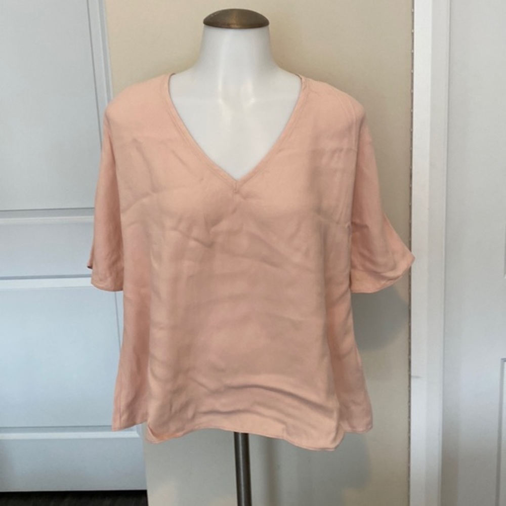 NWT! Massimo Dutti Beautiful Pink‎ Blouse with Tie Back Detail